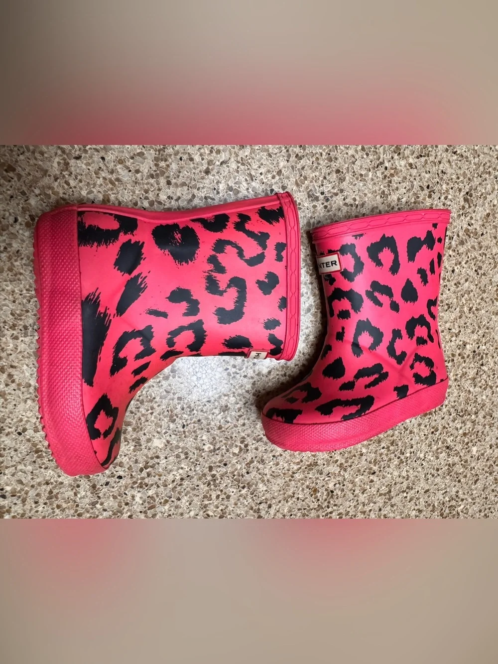 Hunter First Children's Classic Hot Pink Leopard Print Rain Boots